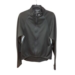 Fox Vintage Racing Inc Men XL Black Full Zip Cycling Jacket Pockets Fleece Lined